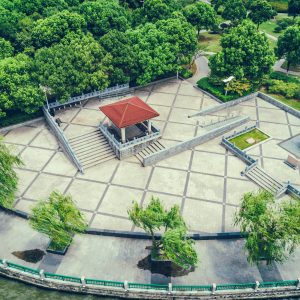 The city park with lake